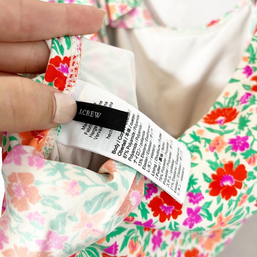 J. Crew Ruffle Scoop Back One Piece Swimsuit in Storybook Floral - Size 16 - Picture 4 of 5
